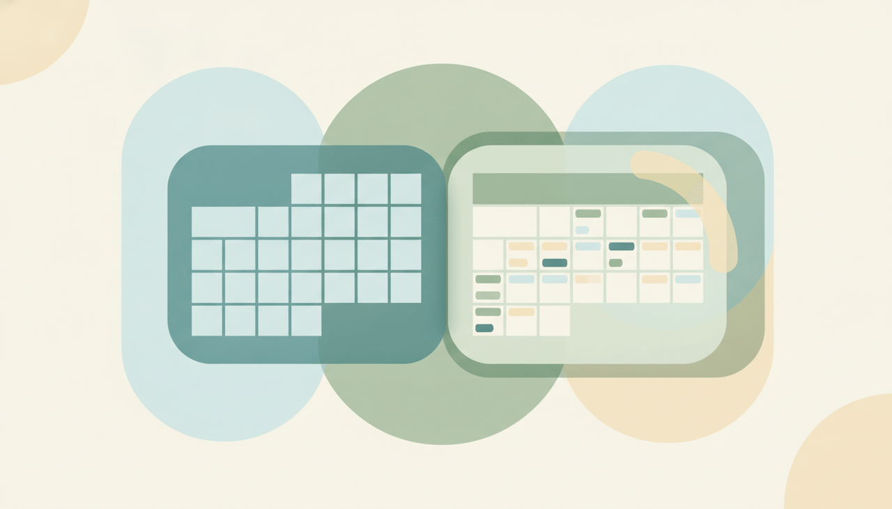 An Apple Calendar icon and a Google Calendar icon side by side, representing a comparison between the two calendar apps