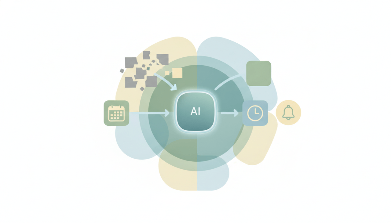 A lineup of no-code AI automation tool logos above a workspace with an AI agent at the center