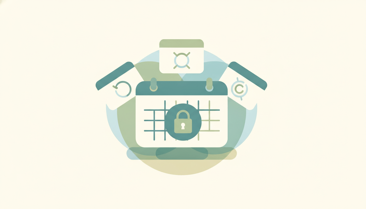 Grid of privacy-focused calendar app icons arranged around a shield representing Google Calendar alternatives