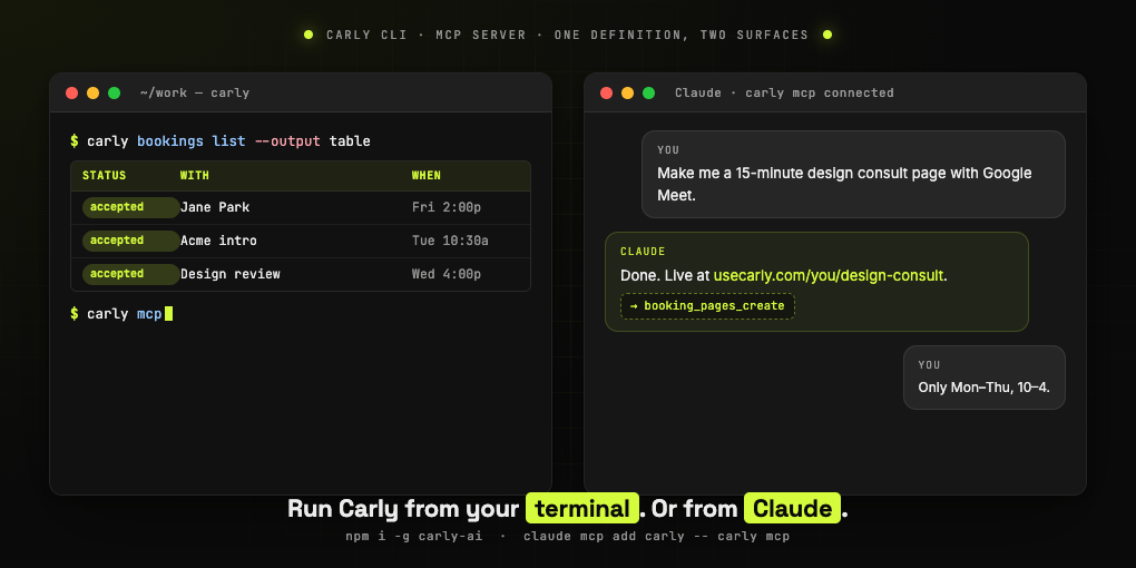 Introducing Carly CLI: Run Your Scheduling Assistant From the Terminal (and From Claude)