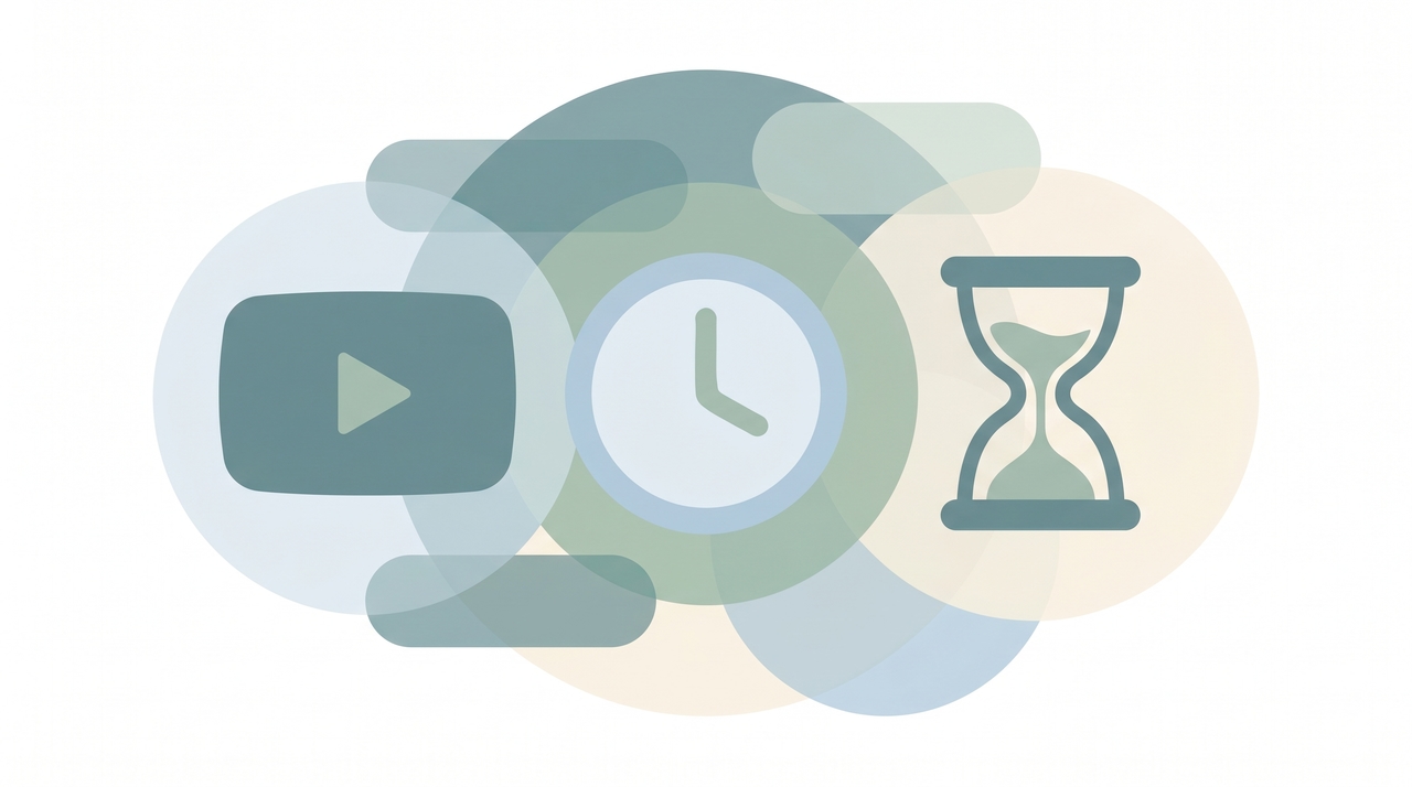 A video tile beside a clock and an hourglass, representing Google Meet time limits
