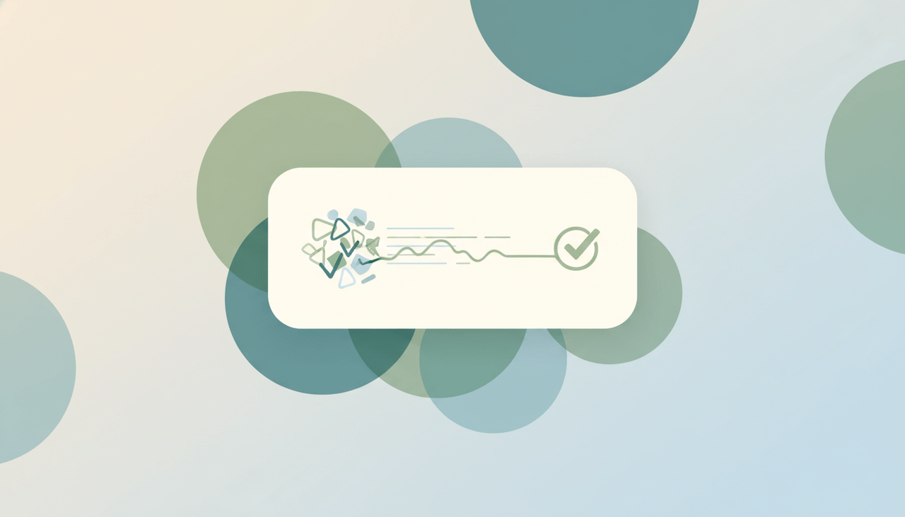 A document page where colored edit marks resolve into clean final text with a soft check motif
