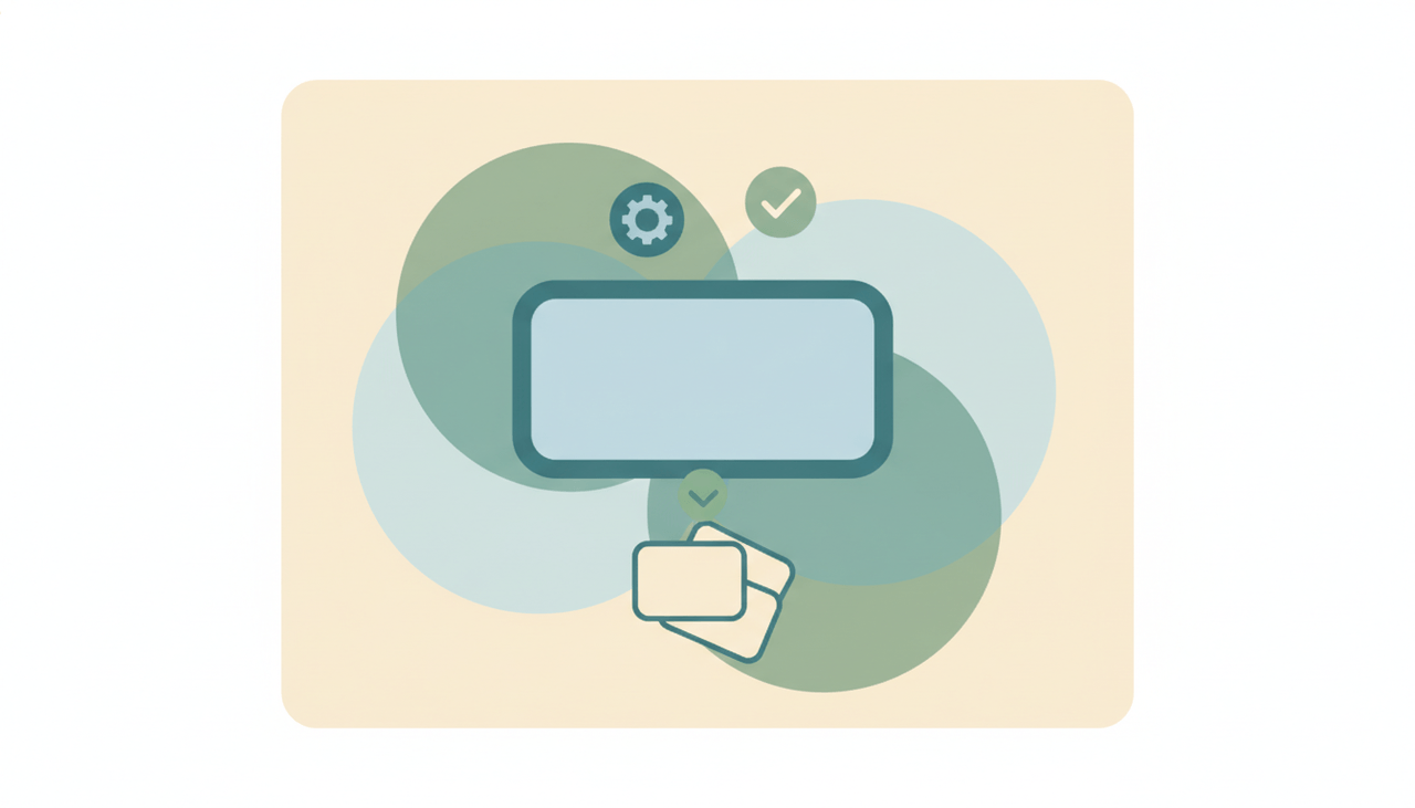 A form field on a document with a soft chevron opening a short stack of option tiles