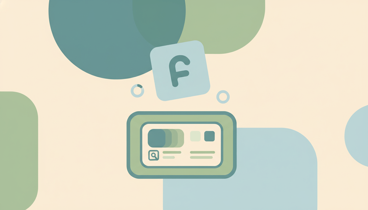A soft font file tile dropping into a brand kit panel over layered circles