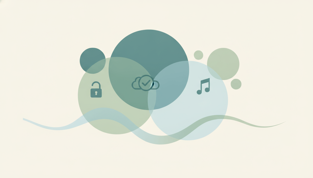 A soft waveform strip running along the base of a design canvas over layered circles