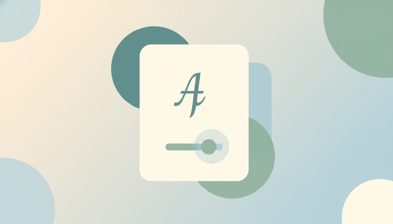 A note page showing a soft sample line in a new typeface with a font menu beside it