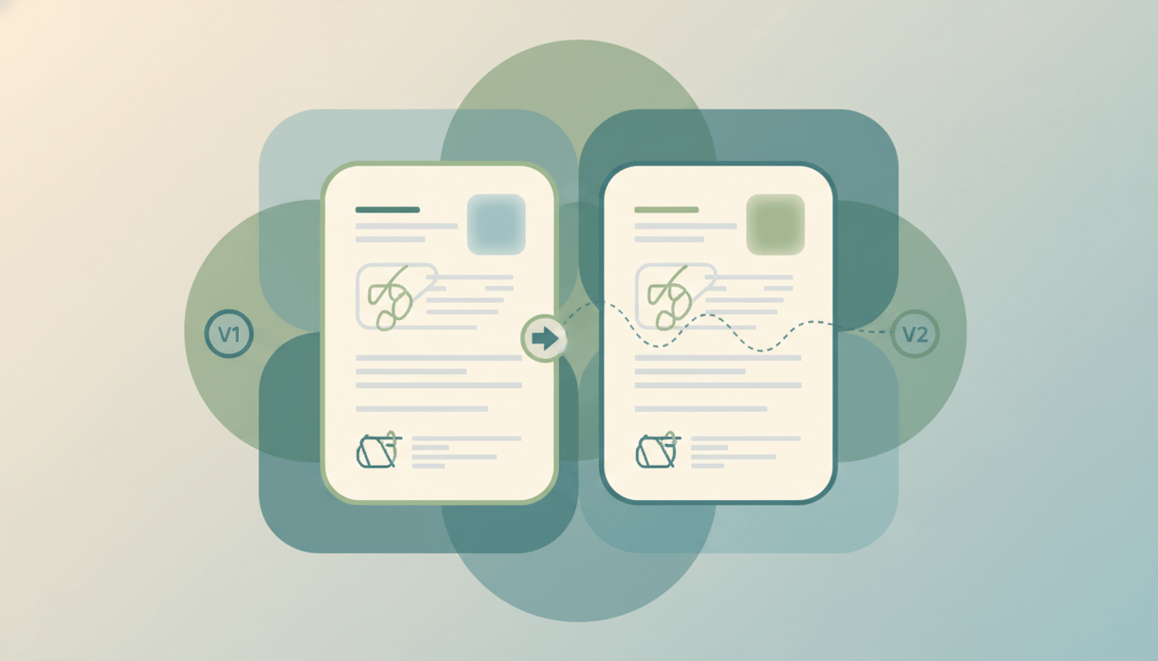 Two document pages side by side with the differences highlighted between them