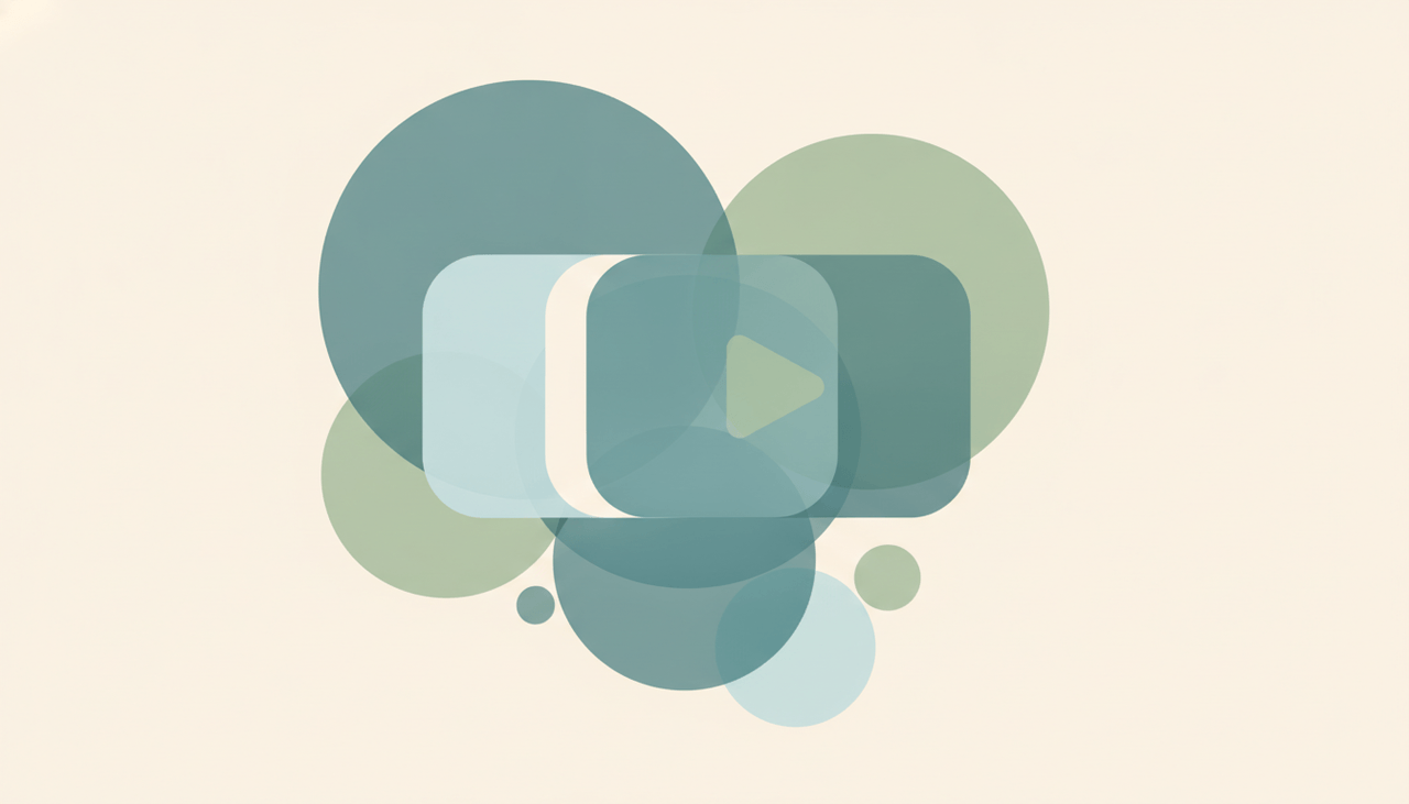 A slide deck morphing into a video file with a play triangle in the corner