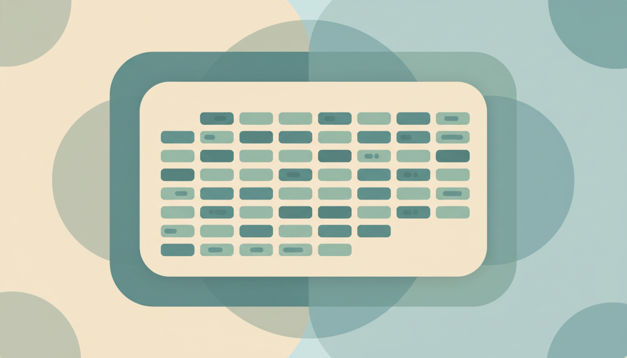 A document page with a clean grid of soft rounded cells in rows and columns