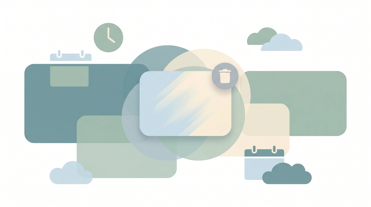 Illustration of a SharePoint site tile being dragged toward a recycle bin with warning icon and confirmation prompt
