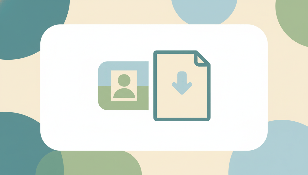 A profile card transforming into a clean downloadable document page