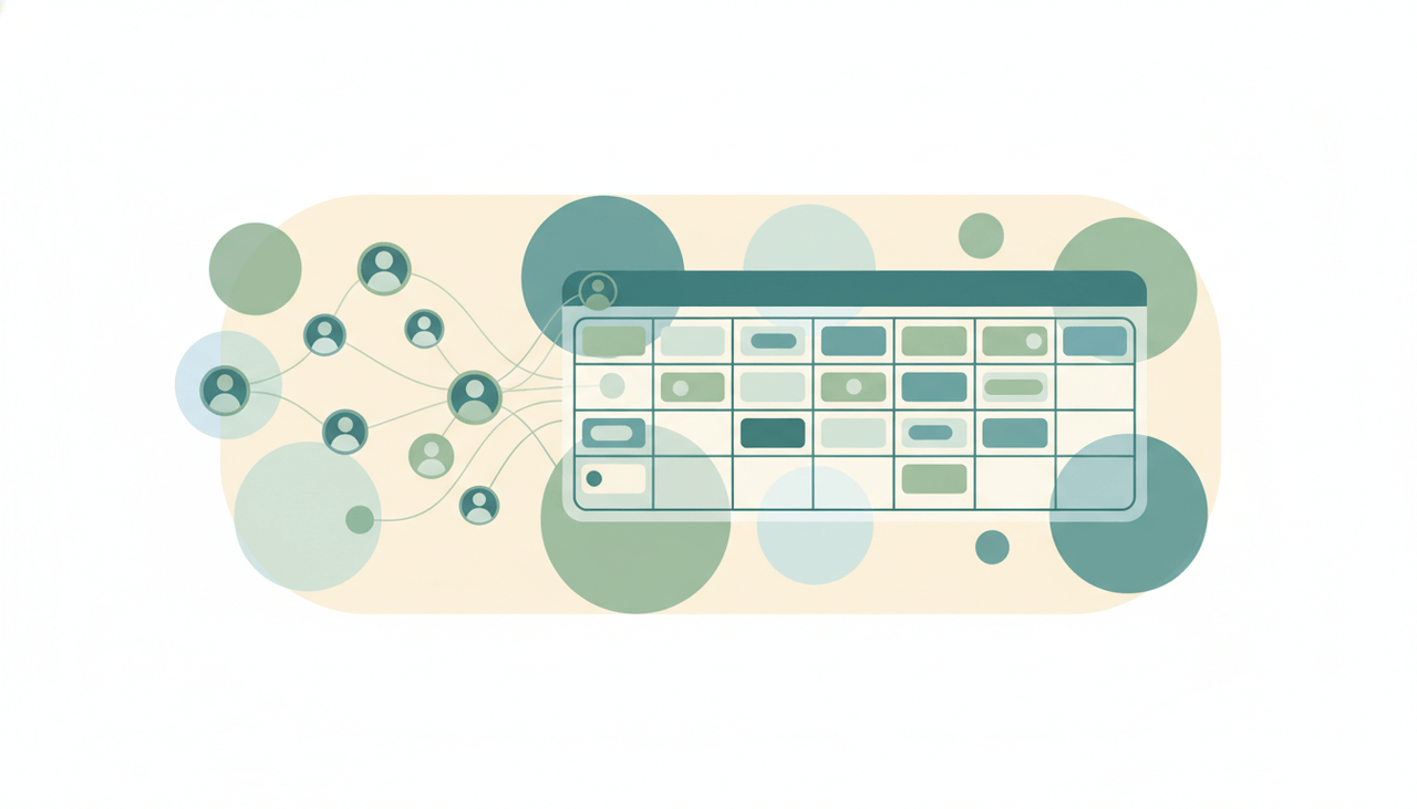 A network of profile tiles flowing into a clean downloadable spreadsheet