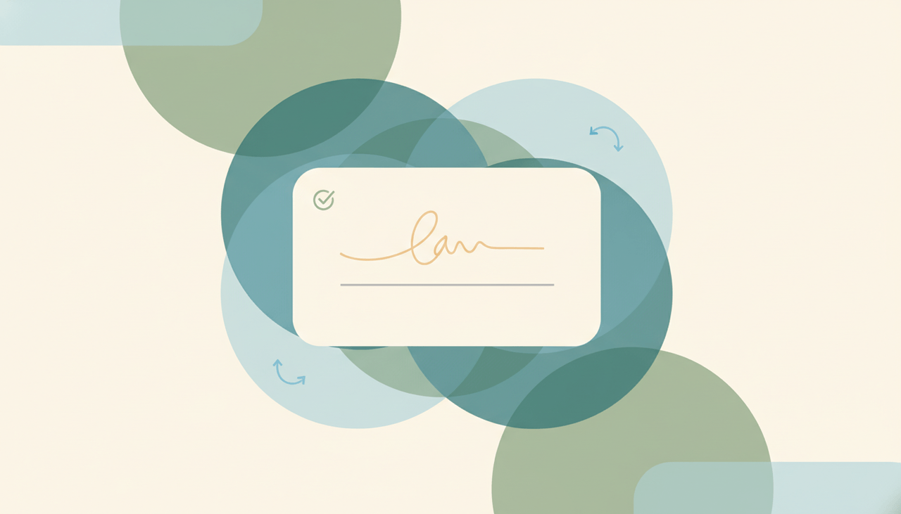 A document with a soft signature line and a handwritten-style mark above it