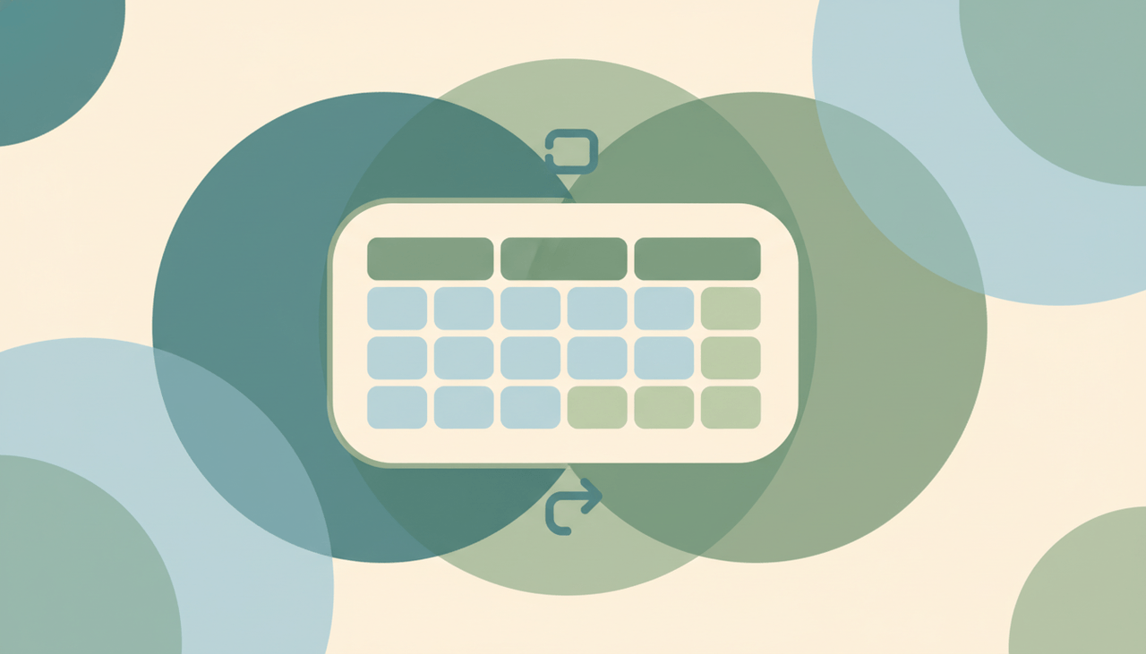 A clean grid of empty note cells with soft shaded header row