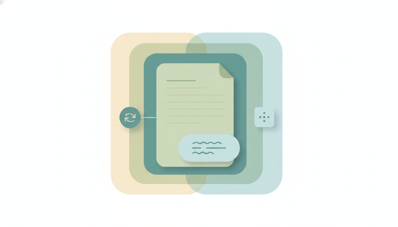 A document page with a soft rounded callout box floating over the text