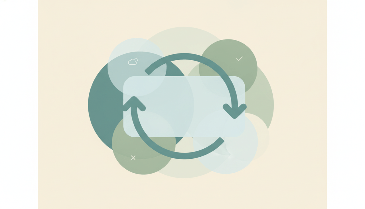 A slideshow with a soft circular arrow looping around the slide frame