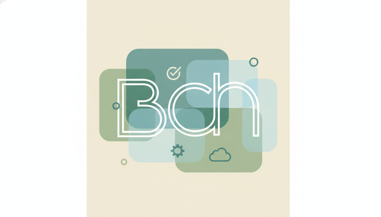 Soft hollow letterforms with a clean outline ring sitting over layered circles