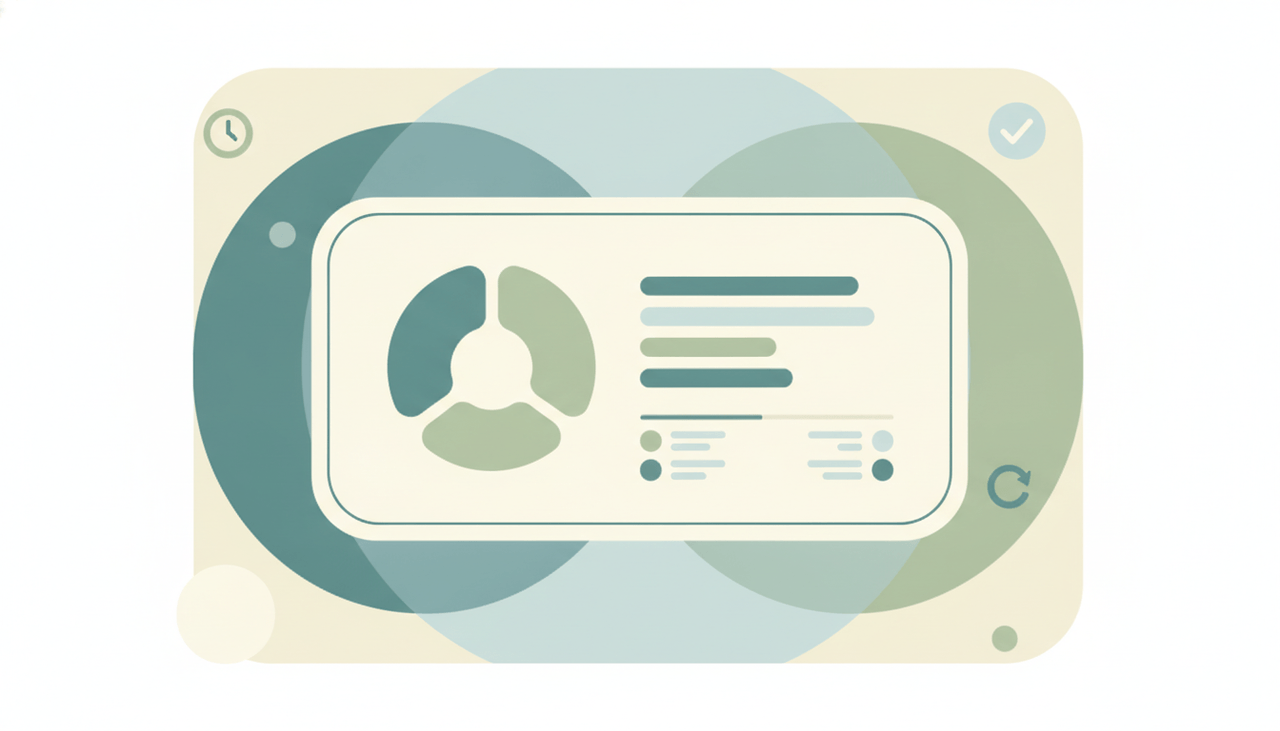 A rounded results card with a soft bar chart and stacked response rows over layered circles