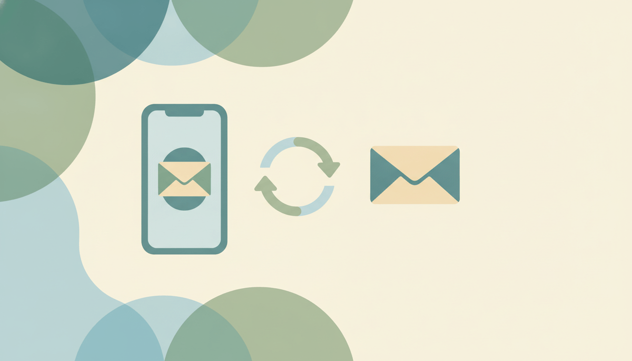 An Android phone showing the Outlook app with mail, calendar, and contacts icons syncing