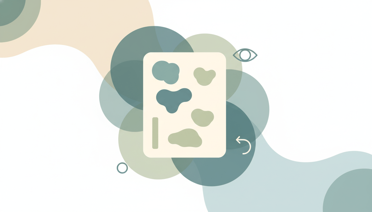 A document page with soft colored edit marks and a comment bubble in the margin
