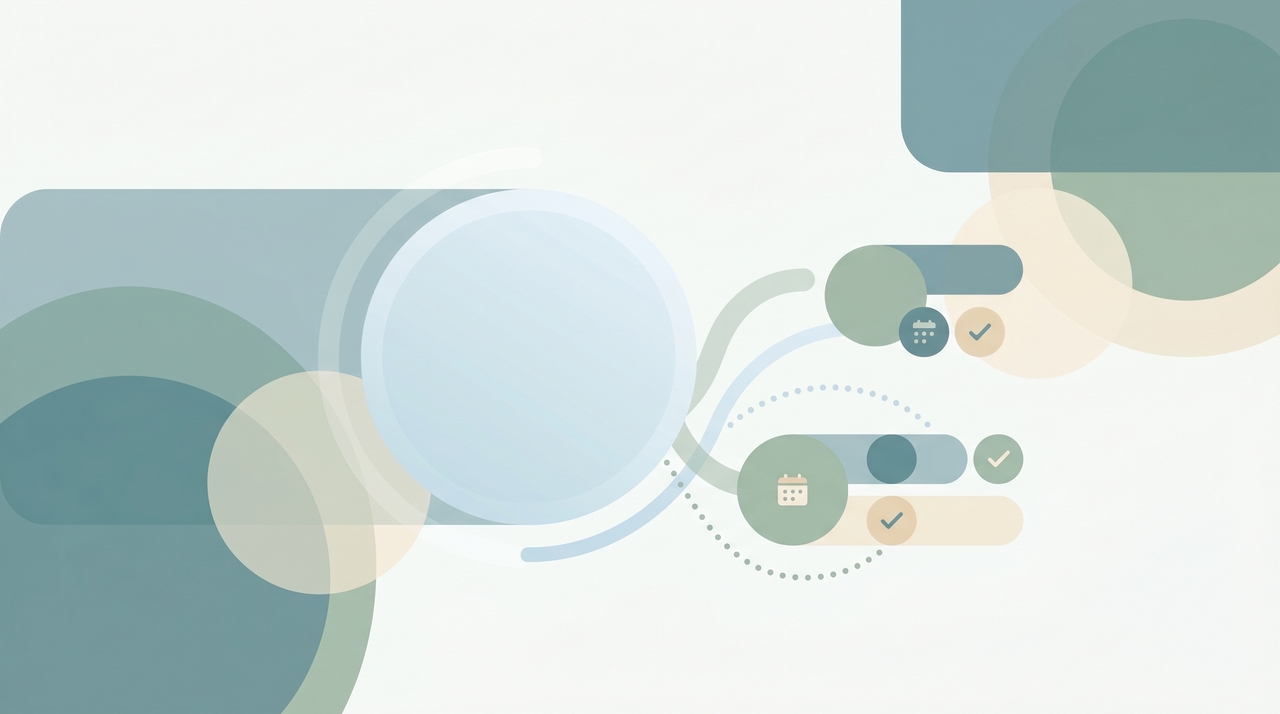 One large circle splitting into several smaller grouped circles, representing breakout rooms in Google Meet
