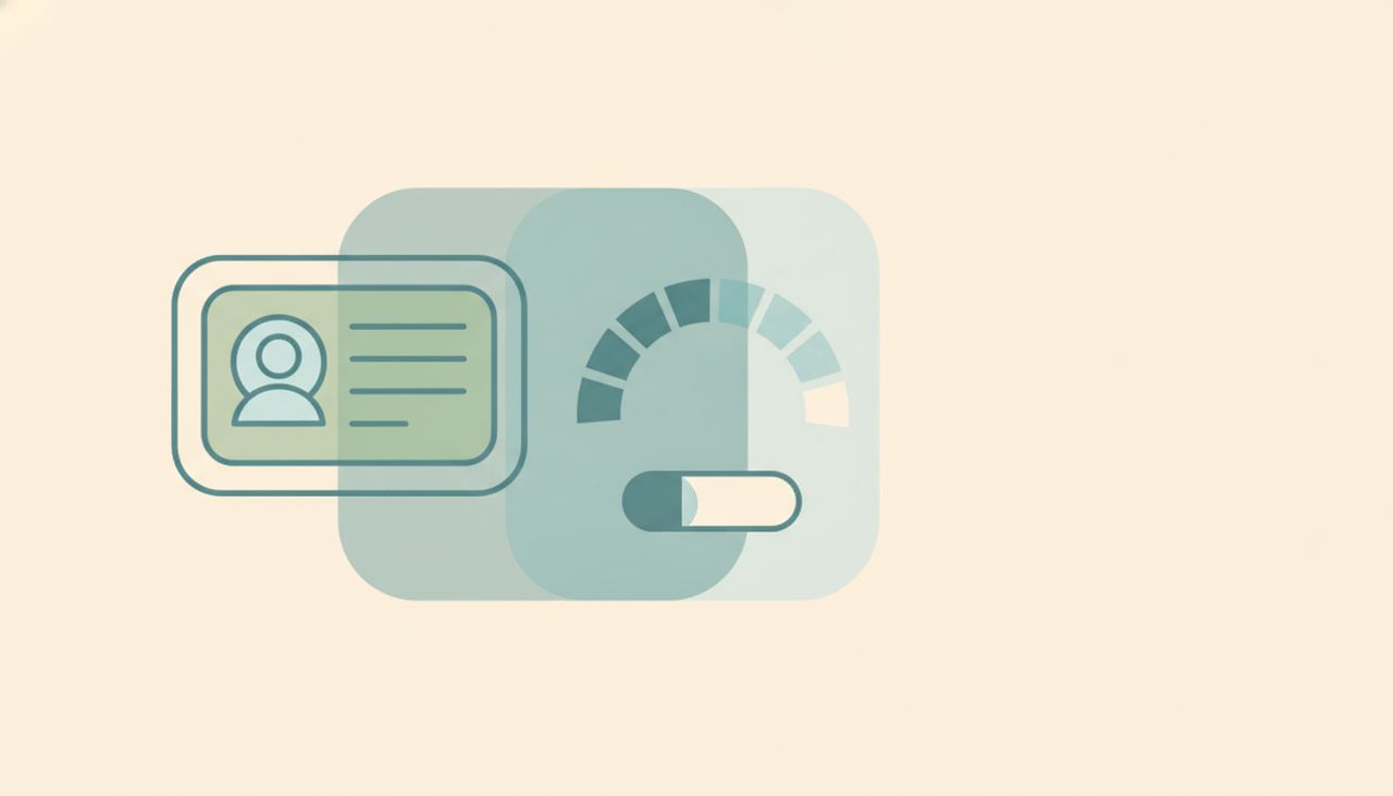 A flat-vector dashboard panel with a gauge, contact cards, and a capped meter representing HubSpot free plan limits