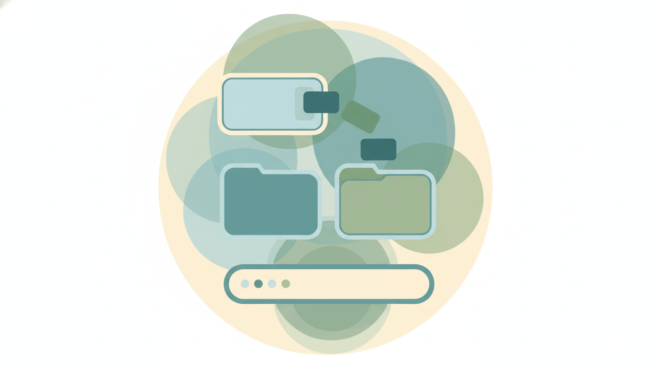 An Outlook inbox processed to empty, with messages sorting into action and archive folders along a calm workspace
