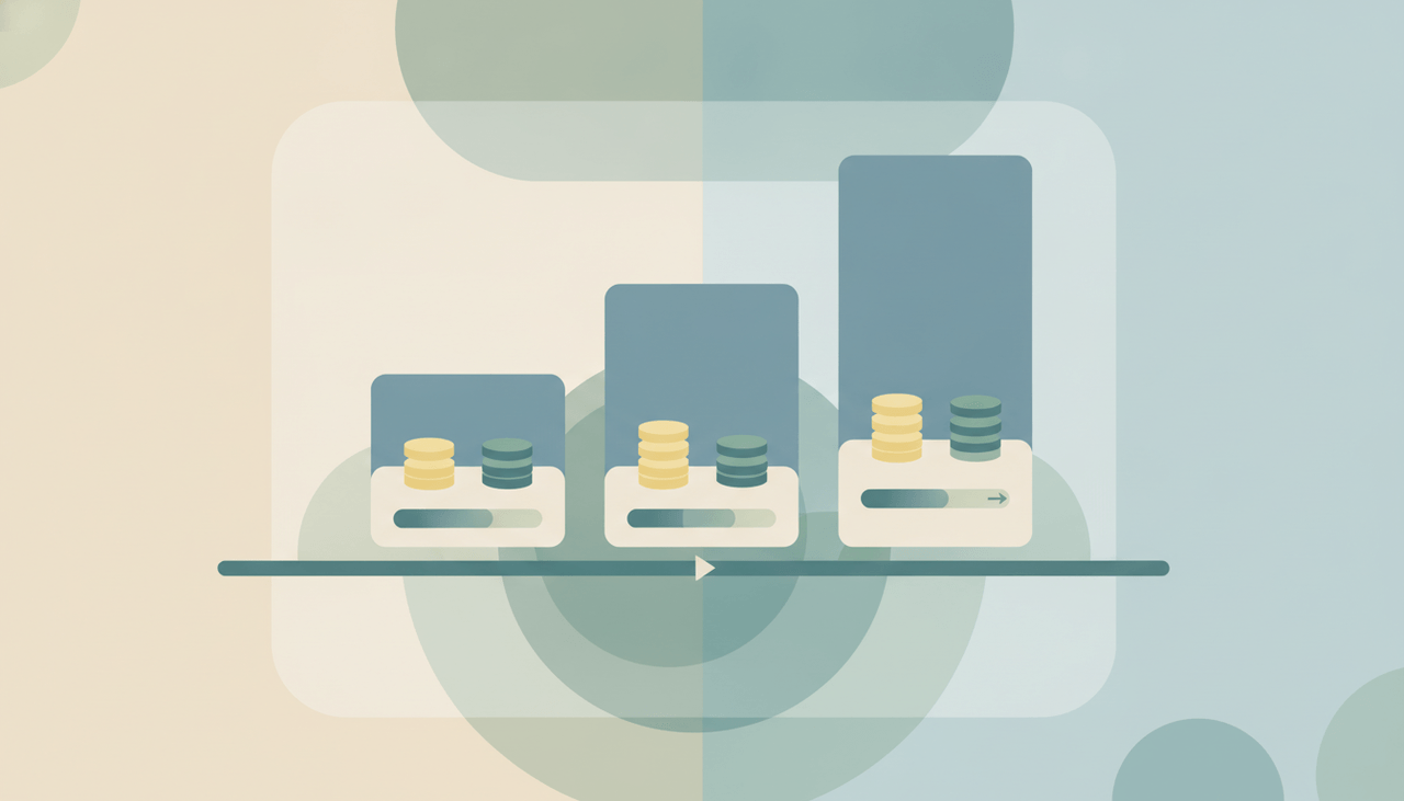 Make.com pricing tiers with credit meters next to a branching scenario, illustrating how each module call consumes a credit