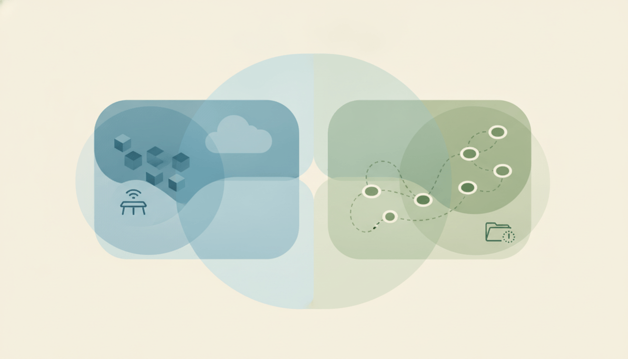 A Notion icon and an Obsidian icon side by side, representing a comparison between the two note-taking apps