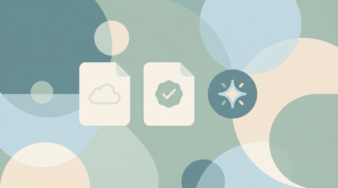 Three file icons showing a cloud outline, a green checkmark, and a filled green circle, representing OneDrive Files On-Demand status states