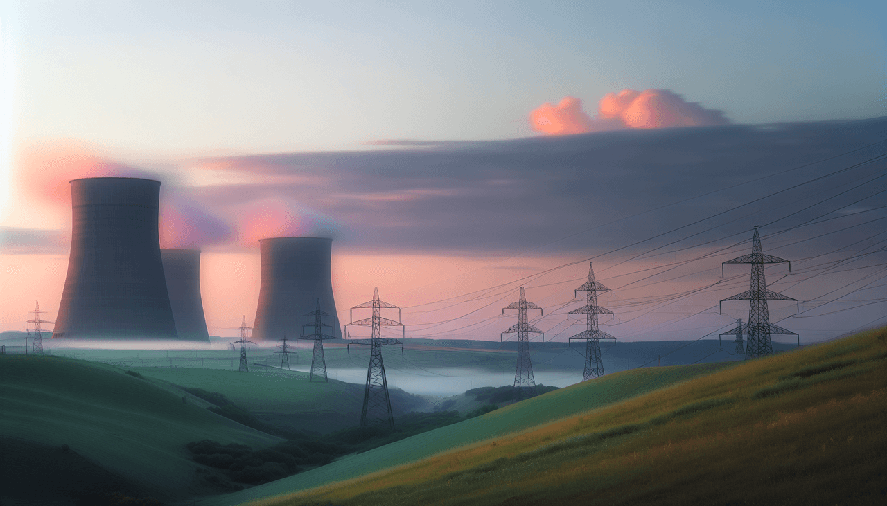 Illustration of Meta logo paired with a nuclear power plant icon representing a historic 6.6 GW AI energy deal