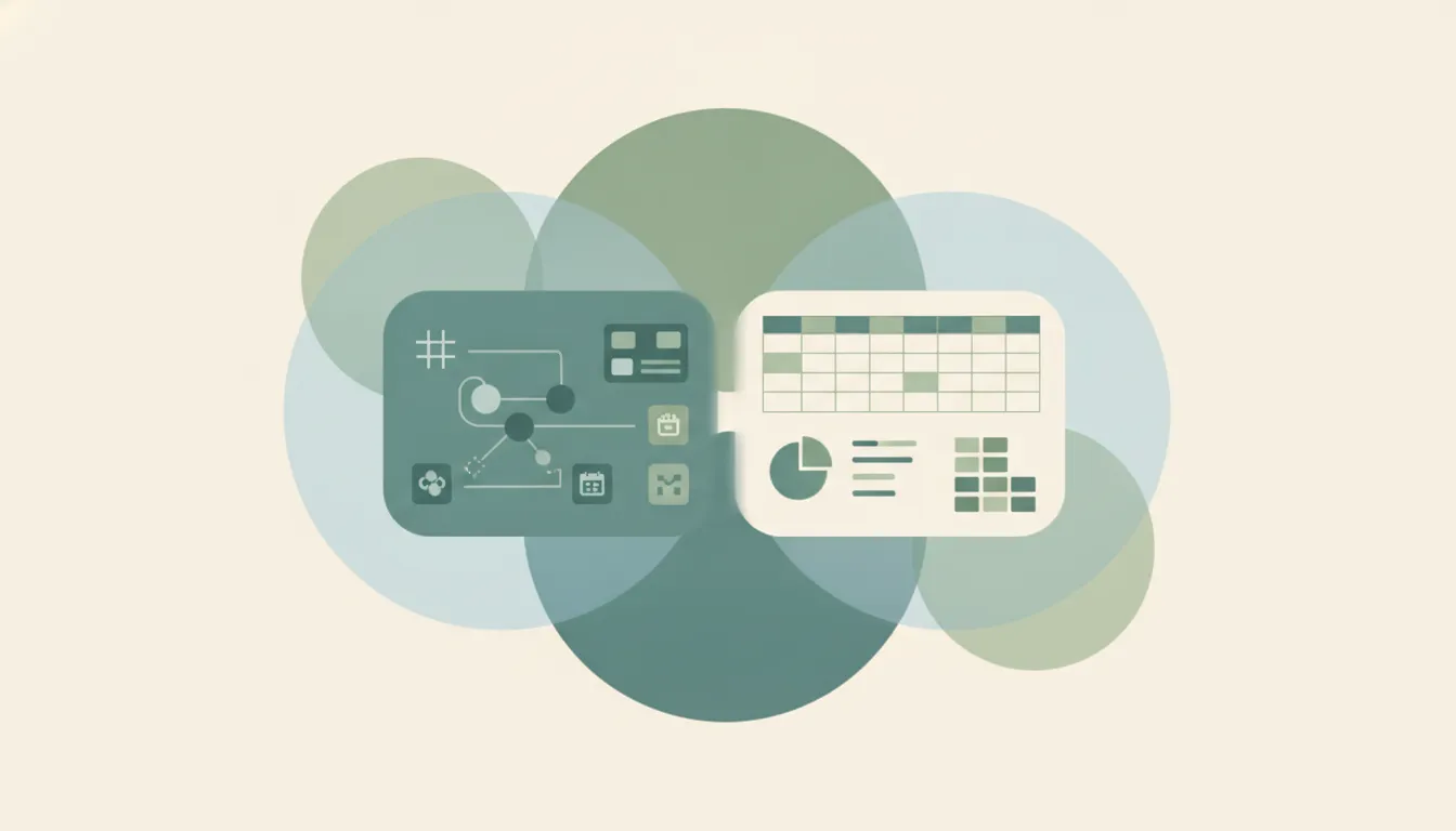 An Airtable icon and a Microsoft Excel icon side by side, representing a comparison between the two tools