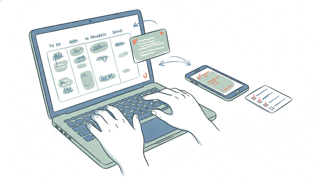 Illustration of a project campsite tent surrounded by alternative project-management app icons on a trail map