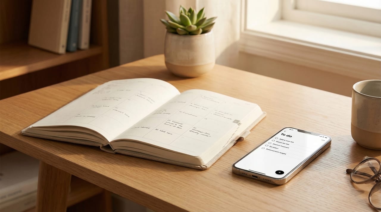 Grid of AI scheduling app icons floating above a calendar with auto-booked time slots and confirmations