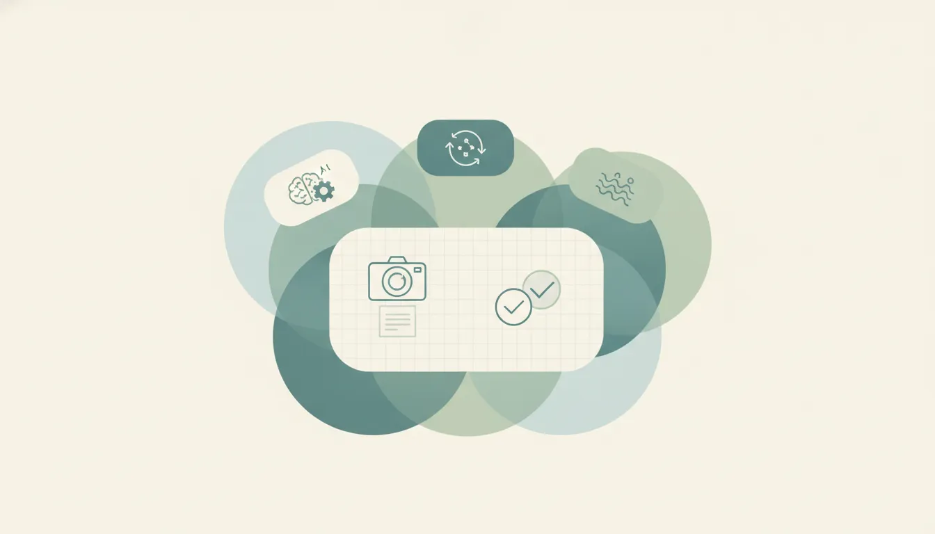 Bookkeeping workspace with twenty AI tool icons handling categorization, reconciliation, receipt capture, bill pay, and reporting