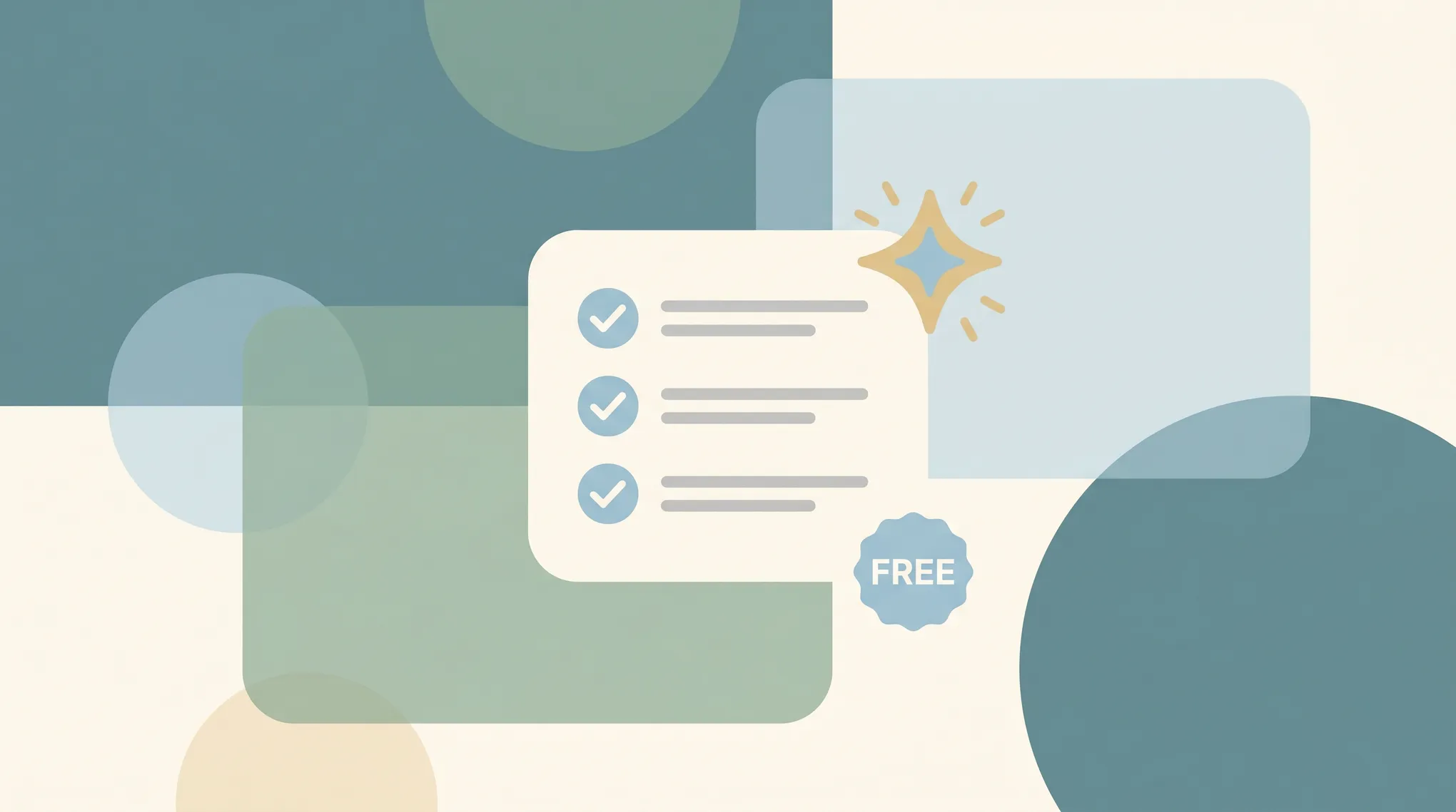Free task manager illustration with check-marked task cards and an AI assistant icon sorting them on a clean board