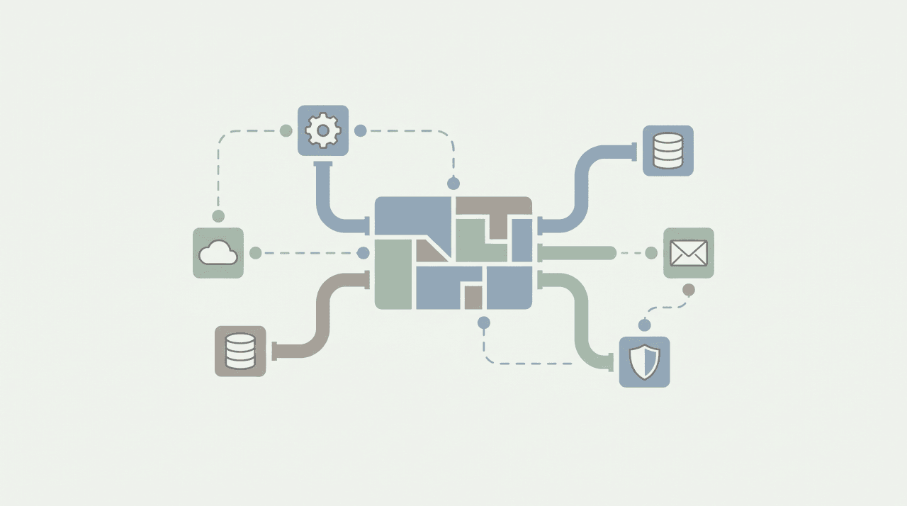 Boomi enterprise iPaaS concept surrounded by alternative integration and AI automation platform icons connected by workflow nodes