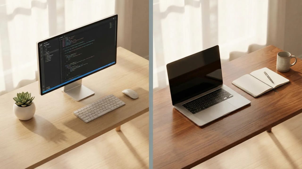 Side-by-side comparison of Cal.com and Calendly booking interfaces with a versus marker and checklist between them