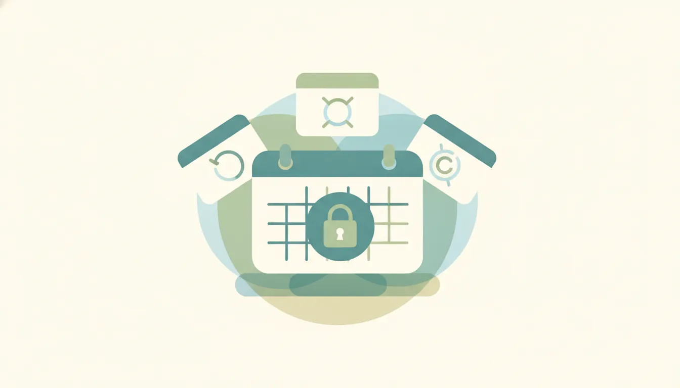 Grid of privacy-focused calendar app icons arranged around a shield representing Google Calendar alternatives