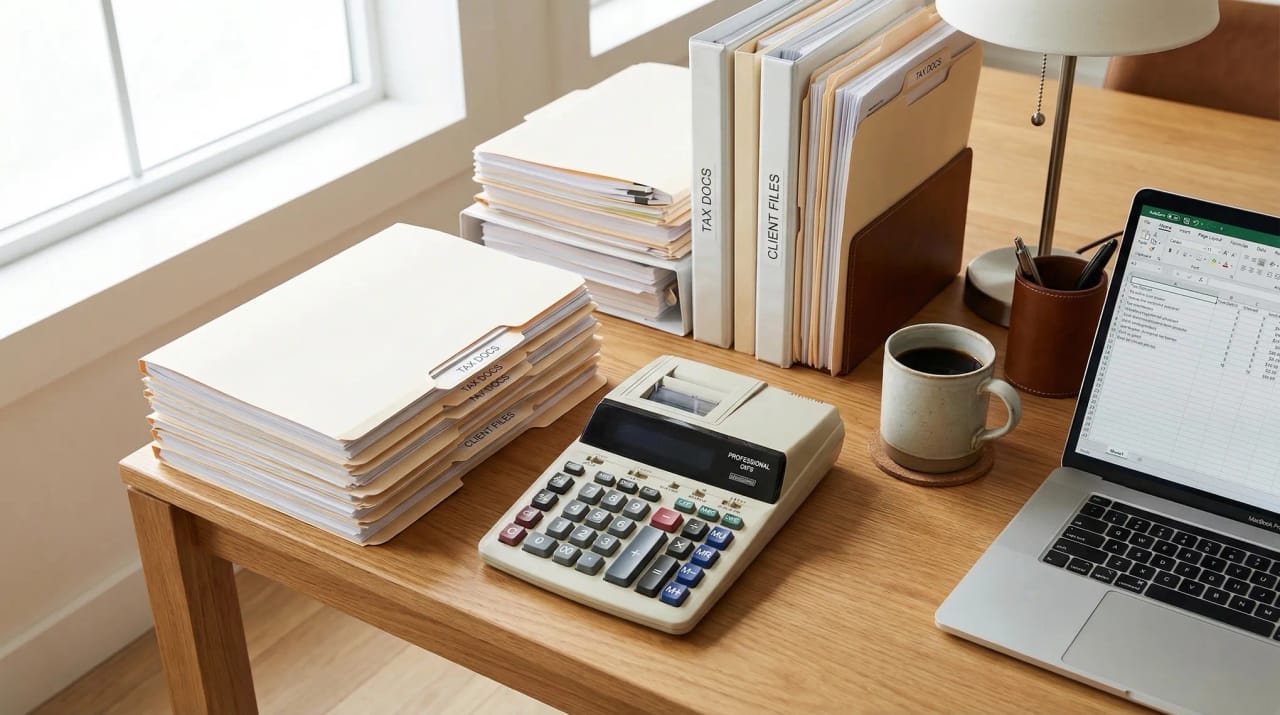 Accountant's calendar showing client meetings and advisory sessions highlighted as the source of business insight