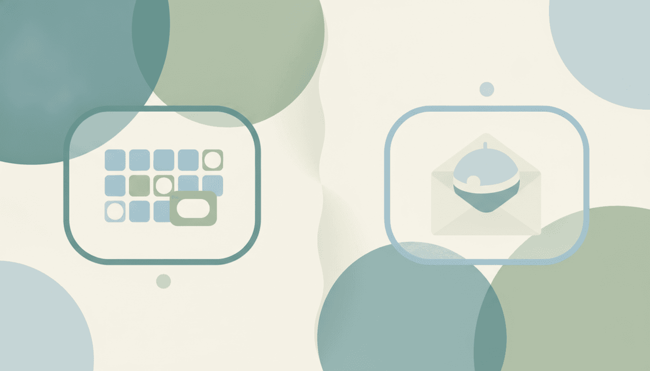 A Calendly booking link beside a faded email-bot icon, representing the discontinued x.ai scheduling assistant