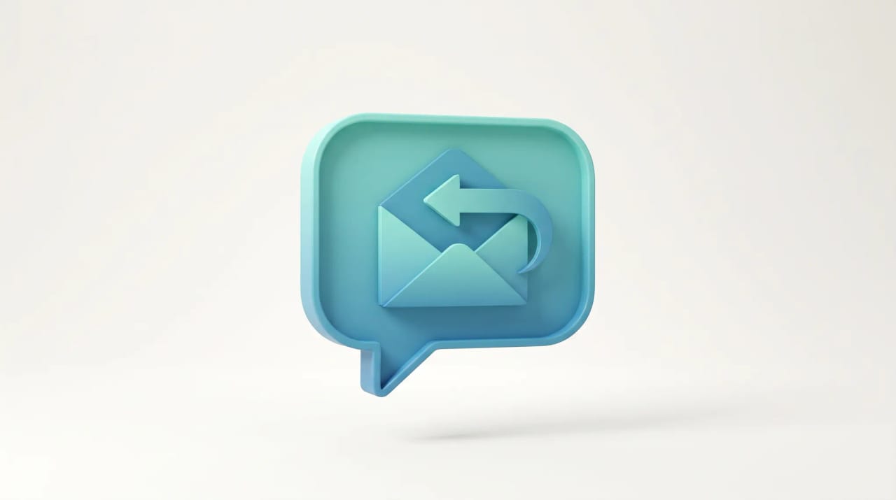 A reply arrow over an envelope inside a chat bubble, representing ChatGPT drafting and sending replies