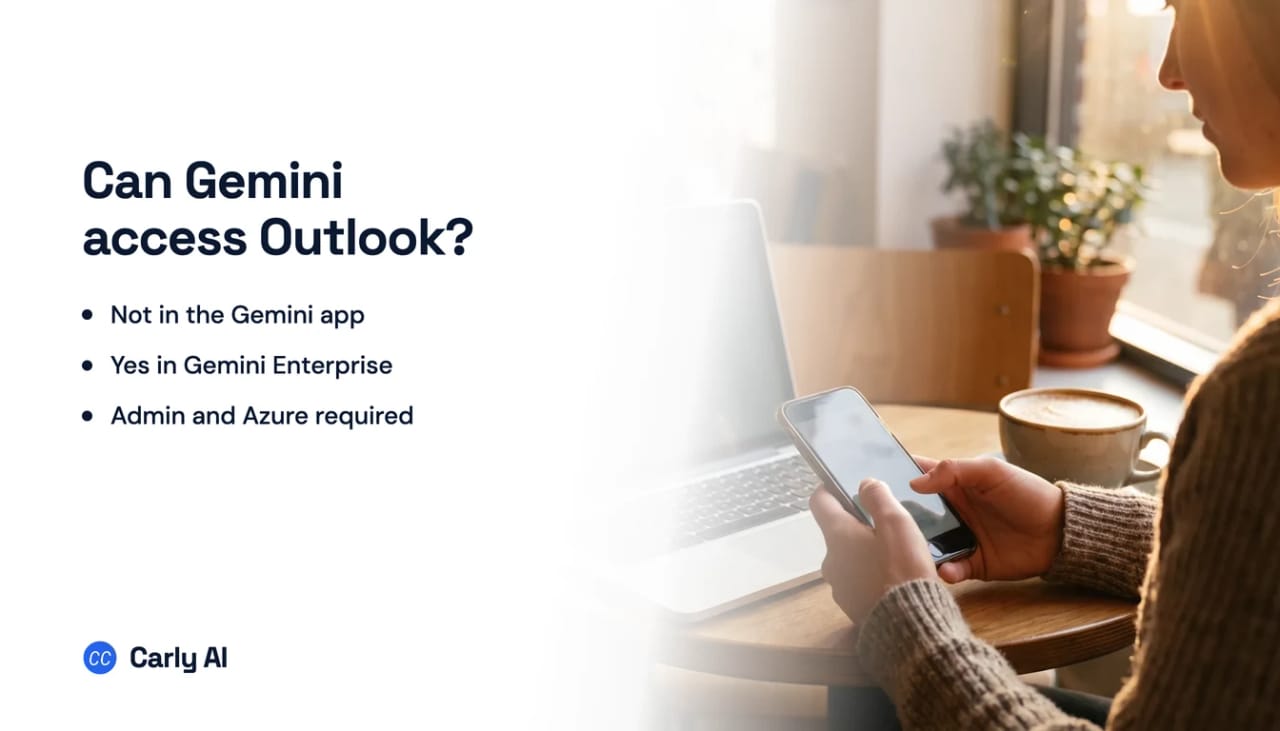A Gemini connection reaching across from Google into an Outlook mailbox