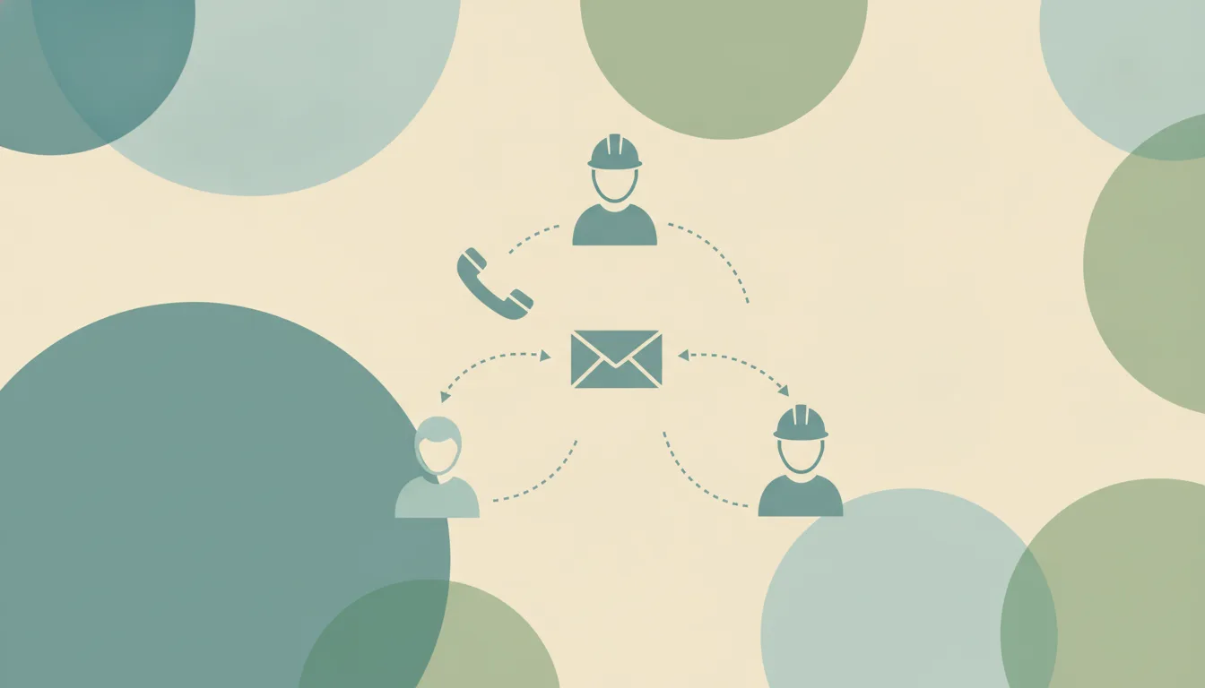 Office staff and a field crew reaching one AI assistant by chat, text and email