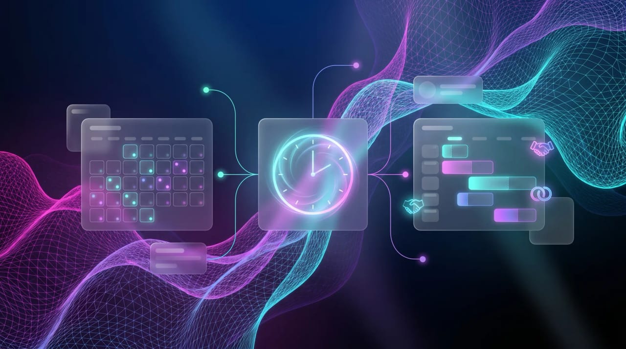 Clara Labs assistant avatar surrounded by alternative AI scheduling assistant icons with email threads and calendar slots