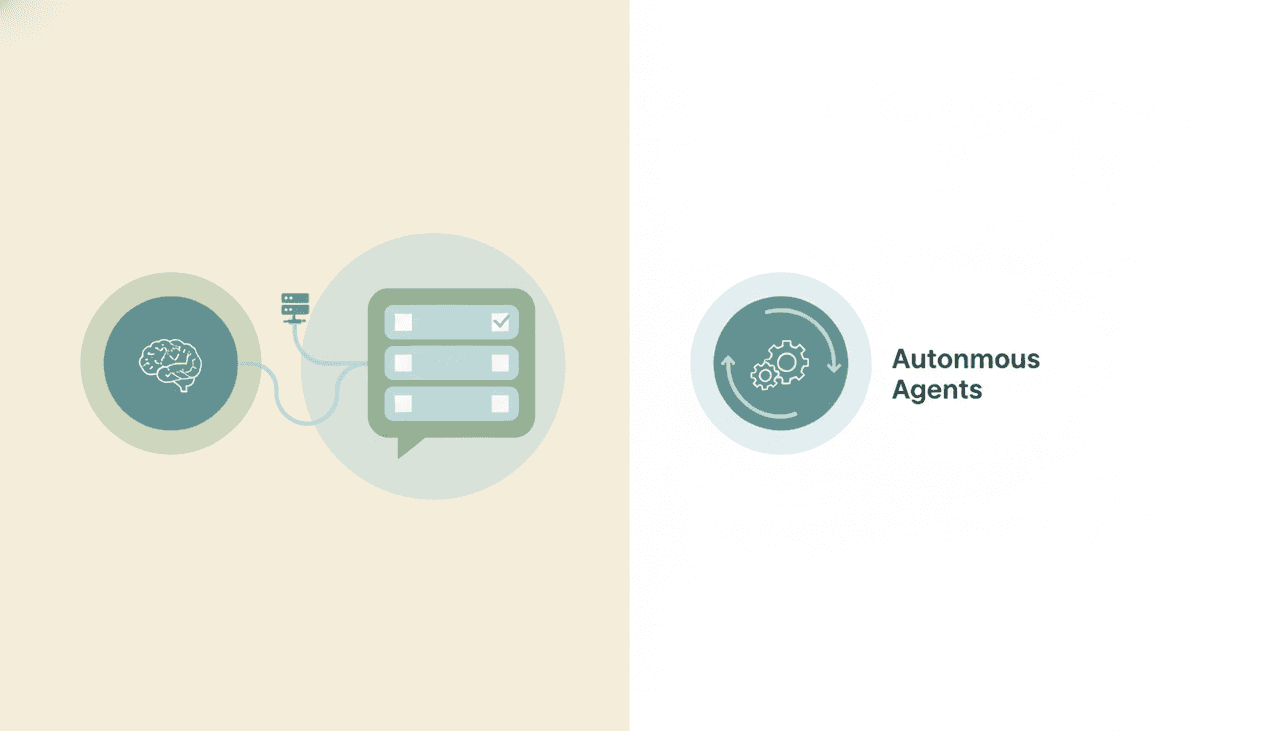 Claude assistant panel reviewing a to-do list in a chat, alongside an autonomous agent managing tasks on its own