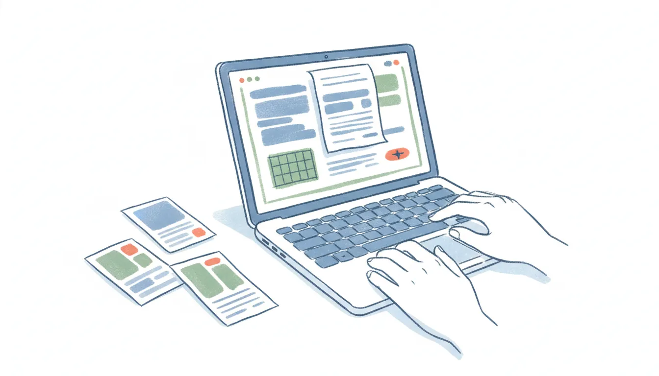 Illustration of a Coda-style document splitting into tables, buttons, and app blocks, with alternative workspace app icons arranged alongside