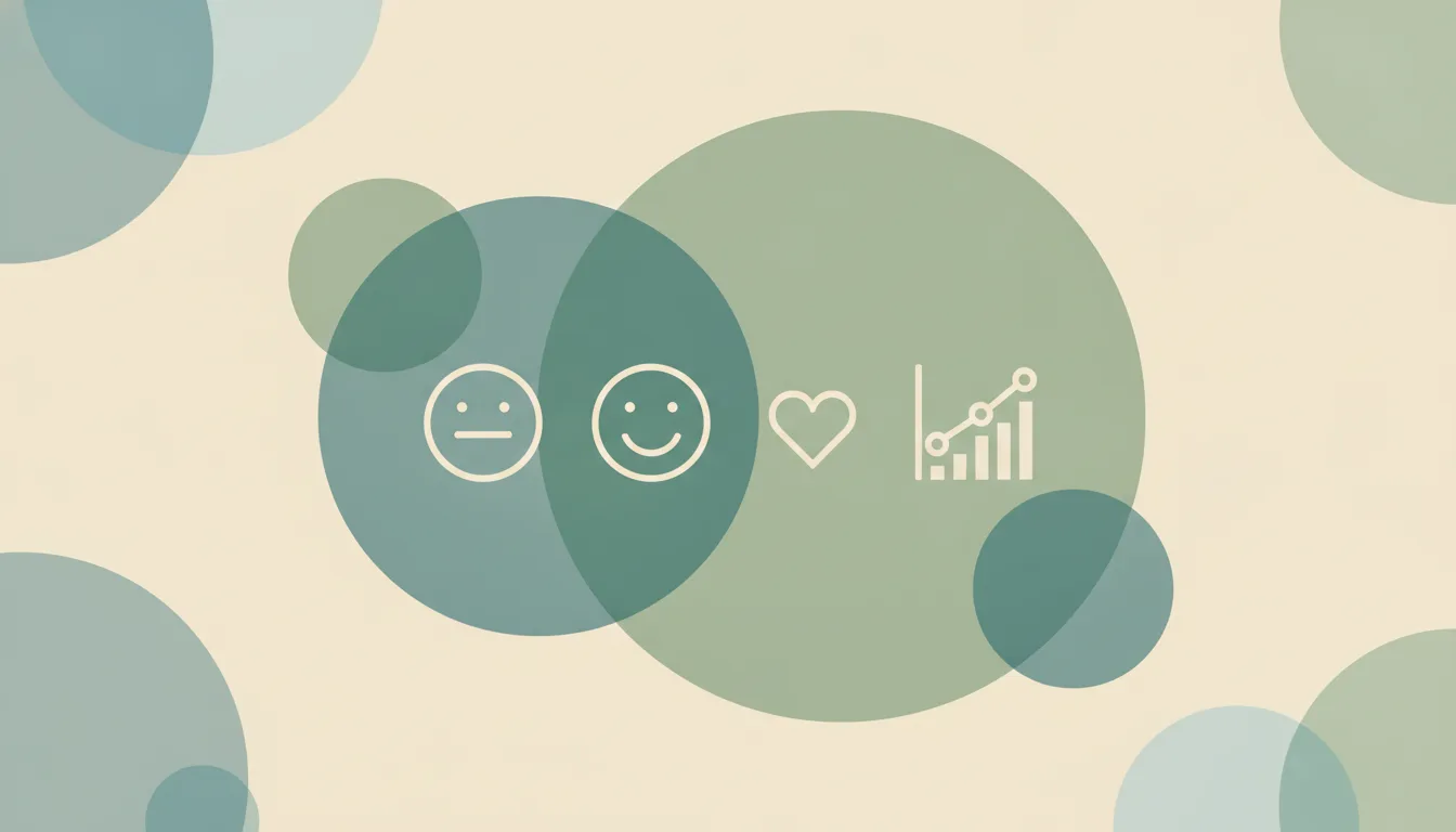 Abstract chart of customer satisfaction scores rising and falling beside chat bubbles and a price tag, representing customer experience statistics