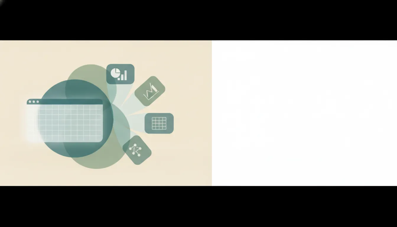 Illustration of a green spreadsheet grid dissolving into the icons of free and AI-native alternative spreadsheet apps