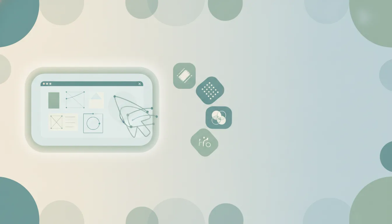 A design canvas interface surrounded by icons of alternative design tools, representing Figma pricing options and competitors